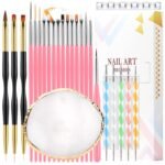 CHEMAILON 25 Piece Nail Art Tools, Nail Brush Set,Palette, Stand & 2-way Acrylic Silicone Engraving Pen Dotting Pen Tools,For Nail Art DIY Home - Image 2