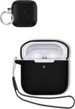 Case for Redmi Buds 3 Earbuds,Soft Silicone Shock-Absorbing Design,Includes Keychain and Anti-Loss Rope,All-Round Protection (Black) - Image 2