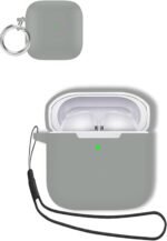 Case for Redmi Buds 3 Earbuds,Soft Silicone Shock-Absorbing Design,Includes Keychain and Anti-Loss Rope,All-Round Protection (Grey) - Image 2