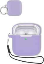 Case for Redmi Buds 3 Earbuds,Soft Silicone Shock-Absorbing Design,Includes Keychain and Anti-Loss Rope,All-Round Protection (Purple) - Image 2