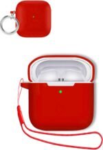 Case for Redmi Buds 3 Earbuds,Soft Silicone Shock-Absorbing Design,Includes Keychain and Anti-Loss Rope,All-Round Protection (Red) - Image 2