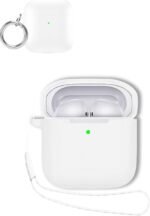 Case for Redmi Buds 3 Earbuds,Soft Silicone Shock-Absorbing Design,Includes Keychain and Anti-Loss Rope,All-Round Protection (White) - Image 2