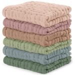 Comfy Cubs Muslin Baby Washcloths 6 Pack - Soft 6-Layer Cotton Wash Cloths for Sensitive Skin - 10"x10" Large, Gentle, Absorbent Infant Essentials for Newborn and Toddlers - Multicolor - Image 2