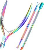 Cuticle Trimmer Cuticle Remover with Cuticle Pusher, XUNXMAS Professional Stainless Steel Durable Pedicure Manicure Tools Cutter Nipper Scissor Clipper for Fingernails and Toenails Dead Skin - Image 2