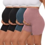 Dalavch 3/4 Pack Women's Maternity Yoga Shorts Over The Belly Pregnancy Biker Workout Active Athletic Pregnant Shorts 5” - Image 2