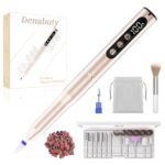 Denabuty Electric Nail Drill Cordless, 35000RPM Portable Electric Nail File with LCD Display and 12 Nail Drill Bits for Acrylic & Gel Nails, Professional Manicure & Pedicure Kit Set Golden - Image 2