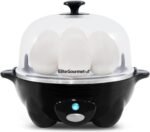 Elite Gourmet EGC-007B# Rapid Egg Cooker, 7 Easy-To-Peel, Hard, Medium, Soft Boiled Eggs, Poacher, Omelet Maker, Auto Shut-Off, Alarm, 16-Recipe Booklet, Black - Image 2