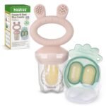 Haakaa Baby Fruit Food Feeder & Mini Freezer Nibble Tray Combo, Breastmilk Popsicle Molds for Baby Cooling Relief, BPA Free Silicone Feeder for Safe Infant Self Feeding, 4 Month+ (Blush) - Image 2