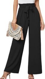 Heymoments Women's Wide Leg Lounge Pants Lightweight High Waisted Palazzo Adjustable Tie Knot Flowy Trousers with Pockets - Image 2