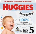 Huggies Size 5 Diapers, Snug & Dry Baby Diapers, Size 5 (27+ lbs), 168 Count (6 Packs of 28), Packaging May Vary - Image 2