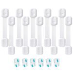 KAPOO Child Safety Locks for Cabinet, 10 Pack Baby Proofing Locks for Cabinets, Cupboards, Drawer, Fridge, Toilet and Closet with Free Extra 3M Adhesive, Adjustable Strap, No Drilling - Image 2