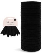 Kitsch Black Hair Ties No Damage - Strong, Stretchy Hair Bands | Soft Nylon Ponytail Holders, Snag-Free Rubber Bands, Perfect for Updos & Braids | Ideal Gifts for Women - Black, 20pcs - Image 2