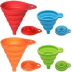 KongNai Kitchen Funnel Set 4 Pack, Small and Large, Kitchen Gadgets Accessories Foldable Silicone Collapsible Funnels for Filling Water Bottle Liquid Transfer Food Grade - Image 2