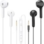 MAS CARNEY Wired Headphones Earbuds with Microphone WH9, in-Ear Wired Earphones Compatible with Samsung Huawei Vivo Oppo Mi Redmi, Black+White - Image 2