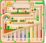 Magnetic Color & Number Maze, Wooden Toddler Puzzle Board, Montessori Toys for 2-4 Year Olds, Kids Sensory STEM Learning Toys, Magnet Matching Counting Toys, Yellow - Image 2