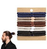 Mens Hair Ties, 10 Pack Hair Ties for Men Guys with Smooth Beads (Multicolor) - Image 2