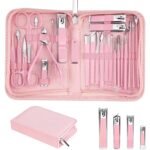 Nail Clippers Set, 26 Piece Manicure Set & Pedicure Kit, Stainless Steel Fingernail & Toenail Clipper Cutters, Professional Nail Care Tools with Luxurious Travel Case for Men and Women, Pink - Image 2