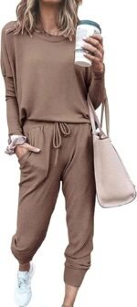 PRETTYGARDEN Women Fall 2 Piece Lounge Outfit Long Sleeve Tops High Waisted Jogger Pants Set Spring Travel Clothes Tracksuit - Image 2