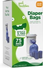 Pail Buddies Diaper Bags, 75 Count, Fresh Powder Scent, Compatible with Ubbi Diaper Pail, Made with Recycled Material, 13 Gallon Capacity, Strong and Durable - Image 2