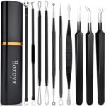 Pimple Popper Tool Kit - Boxoyx 10 Pcs Blackhead Remover Comedone Extractor Kit with Box for Quick and Easy Removal of Pimples, Blackheads, Zit Removing, Forehead,Facial and Nose (Black) - Image 2