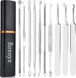 Pimple Popper Tool Kit - Boxoyx 10 Pcs Blackhead Remover Comedone Extractor Kit with Metal Case for Quick and Easy Removal of Pimples, Blackheads, Zit Removing, Forehead,Facial and Nose(Silver) - Image 2