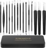 Pimple Popper Tool Kit, IUMAKEVP 15 PCS Professional Stainless Steel Blackhead Remover Comedone Extractor Tools for Removing Pimples, Blackheads, Zit on Face - Acne Removal Kit with Metal Case (Black) - Image 2