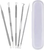 Pimple Popper Tool Kit,Blackhead Remover Tool 5 Pcs Blackhead Extractor Tool for Face Comedone Zit Acne Whitehead Blemish, Stainless Steel Extraction Tools Set - Image 2