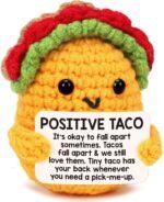 Positive Crochet Taco Birthday Gifts for Women Men Valentines Decor Easter Basket Stuffers Essentials Gift Kids Son Mom Dad Daughter Sister Friend Coworkers Self Care Emotional Inspirational Support - Image 2