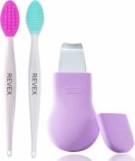 REVEX Nose Blackhead Remover Tool Set,Blackhead Scraper Tool,2Pcs Pore Cleaning Brush, Face Scrubber Skin Spatula, Pore Scrubber for Deep Cleansing,Face Exfoliator Scrubber for Women Men.(Purple) - Image 2