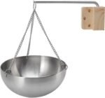 Sauna Oil Cup, Stainless Steel Hanging Aromatherapy Bowl with Wooden Block, Fragrance Diffuser Oil Holder Set for Sauna and Spa Room Accessories(Small) - Image 2