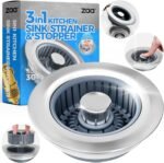 Sink Drain Strainer - Sink Stopper Kitchen Drain, 3 in 1 Kitchen Sink Drain Strainer with Anti-Clogging Basket, Kitchen Gadgets Clearance Sink Accessories, Fit US Standard 3-1/2'' Sink Hole, Silver - Image 2