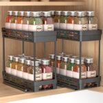 Spice Rack Organizer for Cabinet, 2 Pack Pull Out Spice Rack for Kitchen Inside Cabinets, Vertical Spice Organizer, 2-Tier Spice Cabinet Organizer Slide Out Spice Racks, 4.33''Wx10.43''Dx8.5''H - Image 2