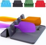 Spoon Rest to Keep the Stove Top Clean, Silicone Utensil Rest with Drip Pad, Spoon Rest for Kitchen Counter while Cooking for up to 4 Kitchen Utensils by Wave Kitchen - Grey - Image 2