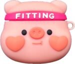 Unique Cute Silicone Pig Pattern Case with Keychain for Redmi Buds 3 Cover Case for Women Men for Redmi Buds 3 - Image 2