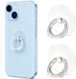 VOVIGGOL Transparent Phone Ring Holder Stand 2 Pcs, 360° Rotation Cell Phone Ring Holder Mobile Finger Kickstand Hand Phone Grip for iPhone, Clear Phone Ring for Phone Case (Round) - Image 2