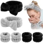WHAVEL 6PCS Spa Headband and Wristbands Set, Face Wash Headband Wrist Bands for Washing Face Makeup Skincare Hair Band Skin Care Accessories Tools - Image 2
