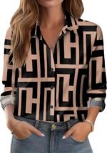 Zeagoo Button Down Shirts for Women Dressy Floral Printed Long Sleeve Blouse Business Casual Work Tops - Image 2