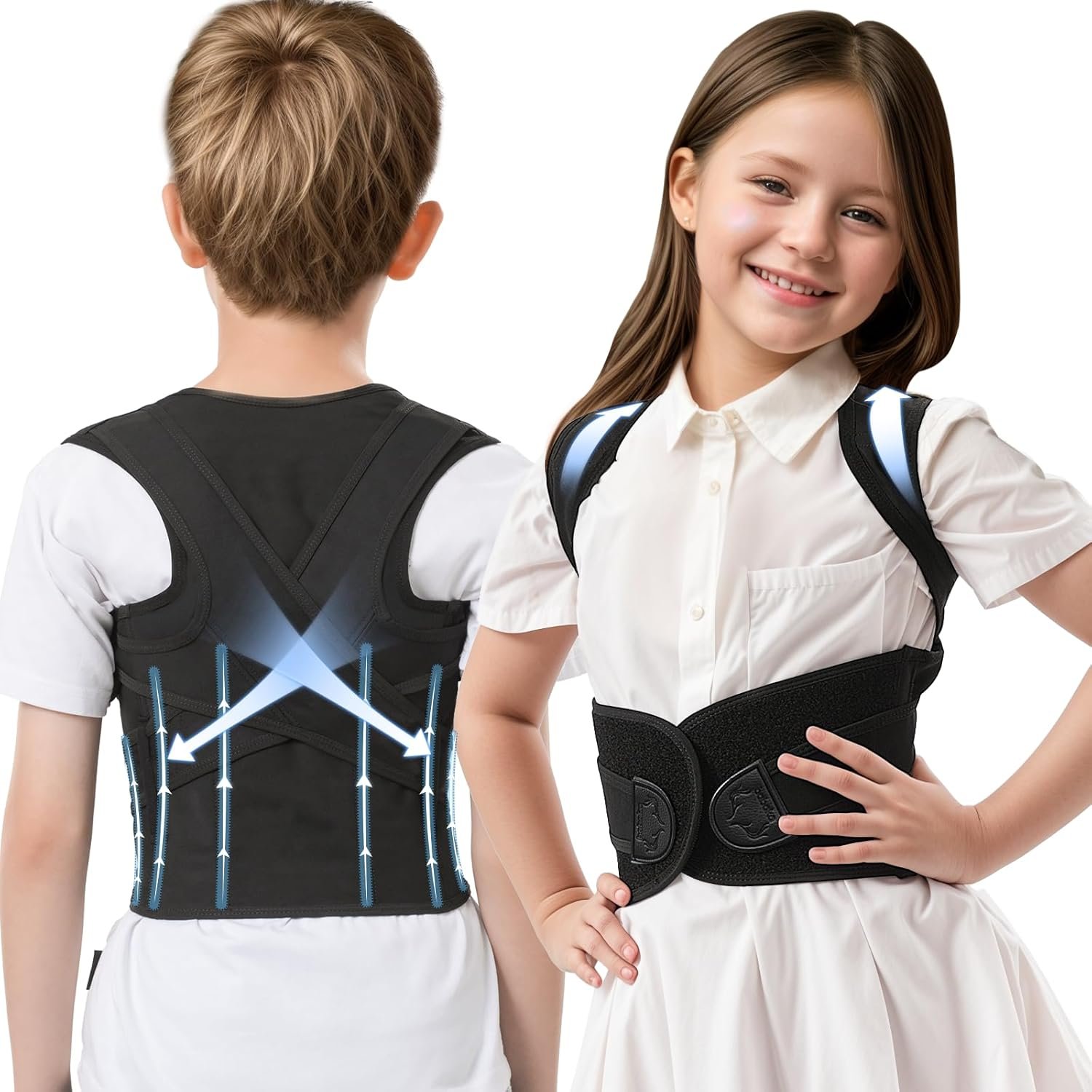 babaka Back Brace Posture Corrector for Kids, Adjustable Full Back Support, for Upper and Lower Back Pain Relief, Scoliosis, Dowagers Hump, Hunchback, Thoracic, Spine Corrector (XX-Large, Waist: 28''-33'') - Image 2