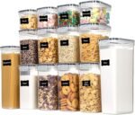 14pcs Food Storage Containers Set, Kitchen & Pantry Organizers and Storage, BPA-Free Plastic Airtight Pantry Storage Container with Lids for Cereal , Flour and Sugar, Includes 24 Labels - Image 2