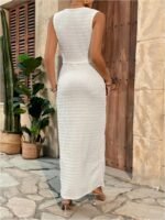 Milumia Women's Maternity 2 Piece Outfits Textured Drawstring Tie Knot Tank Top Bodycon Maxi Skirt Sets - Image 4