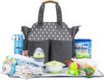 Lekebaby Large Diaper Tote Bag for Mom and Dad - Baby Diaper Satchel Bag with Insulated Pockets & Changing Pad & Stroller Straps in Grey, Arrow Print - Image 3
