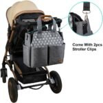 Lekebaby Large Diaper Tote Bag for Mom and Dad - Baby Diaper Satchel Bag with Insulated Pockets & Changing Pad & Stroller Straps in Grey, Arrow Print - Image 6