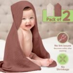 100% Organic Cotton Muslin Baby Hooded Towels 32x32 Inch – 2 Pack Soft & Absorbent Newborn Bath Towels for Boys & Girls, Premium Hooded Towels, Ultra-Gentle Baby Essentials in Rust/Ivory - Image 8