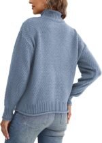 Long Sleeve Shirts for Women Turtleneck Sweaters Fall Fashion Outfits Tops Dressy Casual Sweatshirts Trendy Ladies Tunics Clothes Knit Pullover Light Blue Medium - Image 5