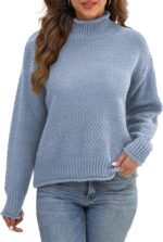Long Sleeve Shirts for Women Turtleneck Sweaters Fall Fashion Outfits Tops Dressy Casual Sweatshirts Trendy Ladies Tunics Clothes Knit Pullover Light Blue Medium - Image 6