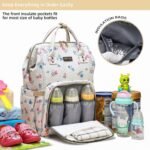 Diaper Bag Backpack, Diaper Bags for Baby Girls Boys, Baby Bags for Moms Dads, Nappy Changing Bag with Insulated Pockets,Multi-functional Waterproof Backpack with Stroller straps-Beige Flowers - Image 3