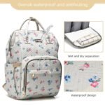 Diaper Bag Backpack, Diaper Bags for Baby Girls Boys, Baby Bags for Moms Dads, Nappy Changing Bag with Insulated Pockets,Multi-functional Waterproof Backpack with Stroller straps-Beige Flowers - Image 6