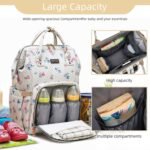 Diaper Bag Backpack, Diaper Bags for Baby Girls Boys, Baby Bags for Moms Dads, Nappy Changing Bag with Insulated Pockets,Multi-functional Waterproof Backpack with Stroller straps-Beige Flowers - Image 7