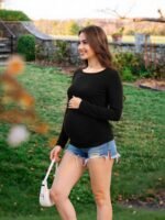 Maternity Shirts Long Sleeve Pregnancy Top for Women with Crew Neck Casual Tee Shirts - Image 6