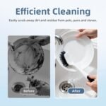 Dish Scrub Brush, 2 Pack Stiff Bristles Cleaning Scrubber Brushes with Non Slip Handle Built-in Scraper, Kitchen Dish Brushes for Cleaning Pans, Pots, Stoves, Sink - Image 7